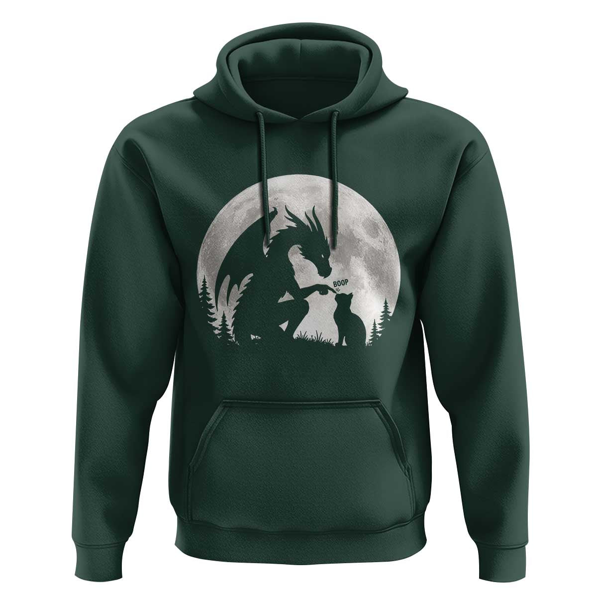 Dragon Boop Cat Full Moon Graphic Hoodie Cute Fantasy Animal RPG Gamers