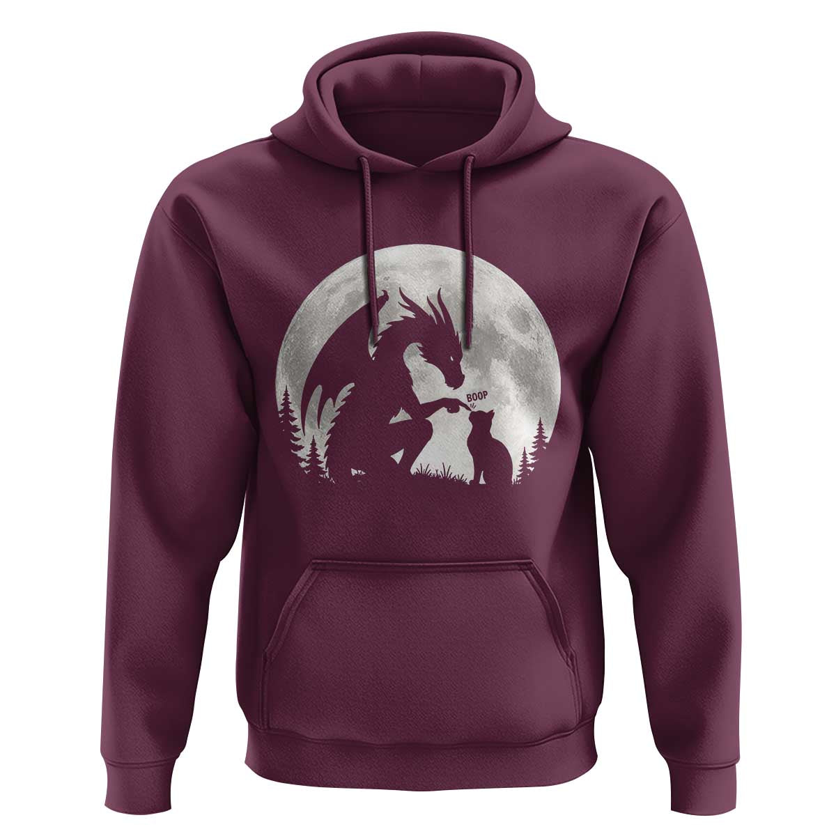 Dragon Boop Cat Full Moon Graphic Hoodie Cute Fantasy Animal RPG Gamers