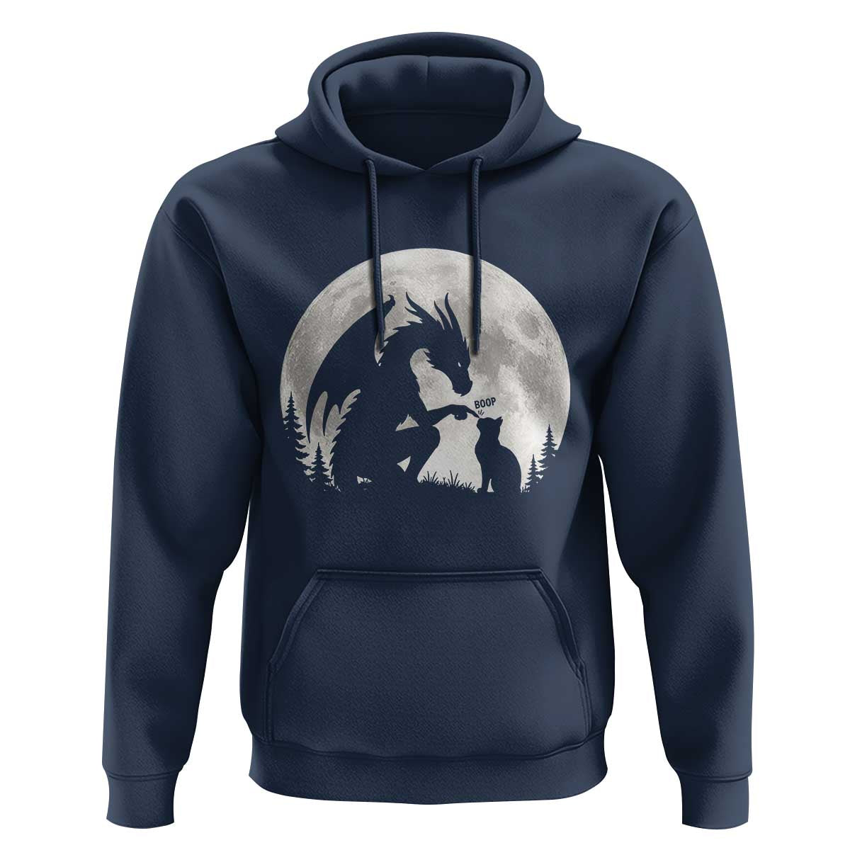 Dragon Boop Cat Full Moon Graphic Hoodie Cute Fantasy Animal RPG Gamers
