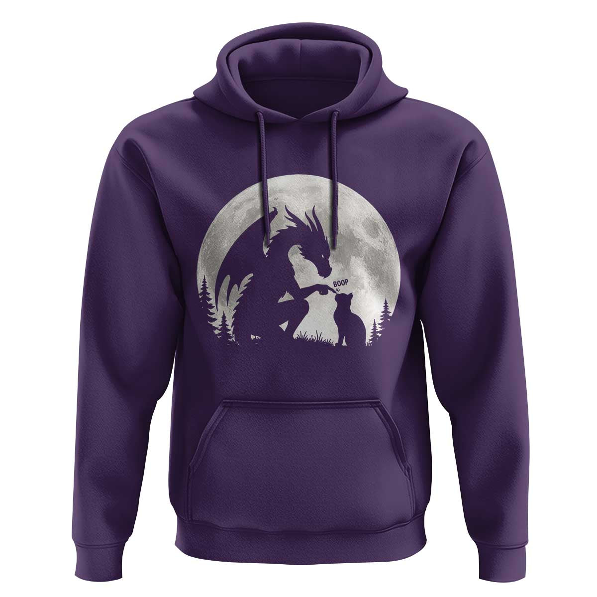 Dragon Boop Cat Full Moon Graphic Hoodie Cute Fantasy Animal RPG Gamers