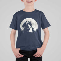 Dragon Boop Cat Full Moon Graphic T Shirt For Kid Cute Fantasy Animal RPG Gamers