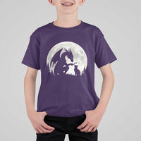 Dragon Boop Cat Full Moon Graphic T Shirt For Kid Cute Fantasy Animal RPG Gamers
