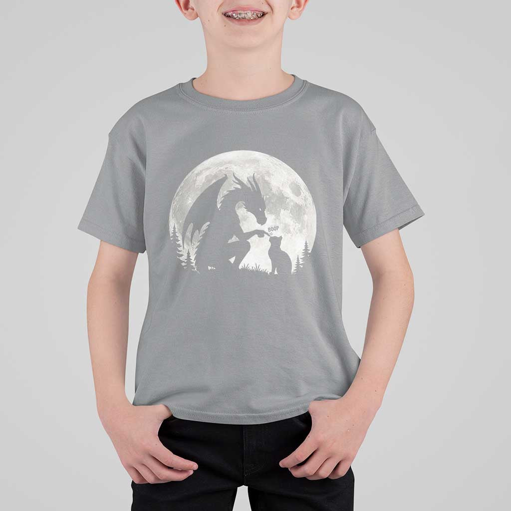 Dragon Boop Cat Full Moon Graphic T Shirt For Kid Cute Fantasy Animal RPG Gamers