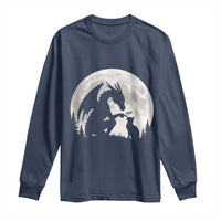 Dragon Boop Cat Full Moon Graphic Long Sleeve Shirt Cute Fantasy Animal RPG Gamers