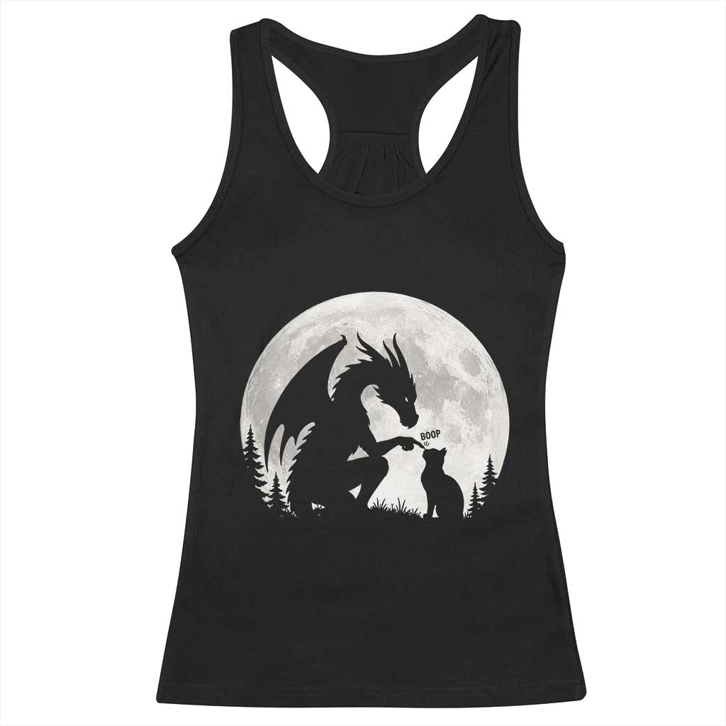 Dragon Boop Cat Full Moon Graphic Racerback Tank Top Cute Fantasy Animal RPG Gamers