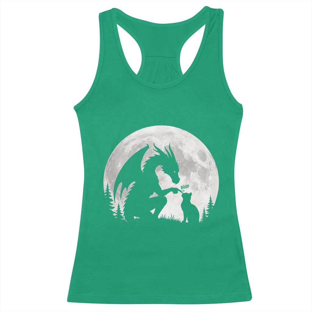 Dragon Boop Cat Full Moon Graphic Racerback Tank Top Cute Fantasy Animal RPG Gamers