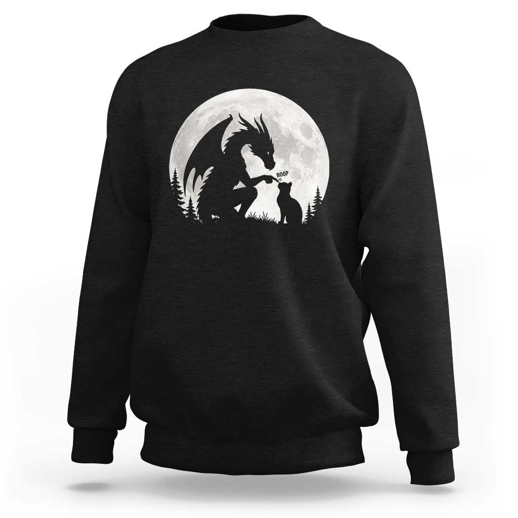 Dragon Boop Cat Full Moon Graphic Sweatshirt Cute Fantasy Animal RPG Gamers