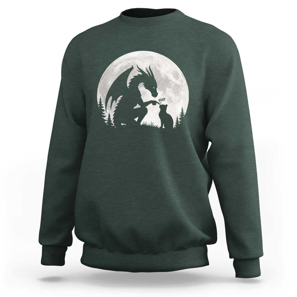 Dragon Boop Cat Full Moon Graphic Sweatshirt Cute Fantasy Animal RPG Gamers
