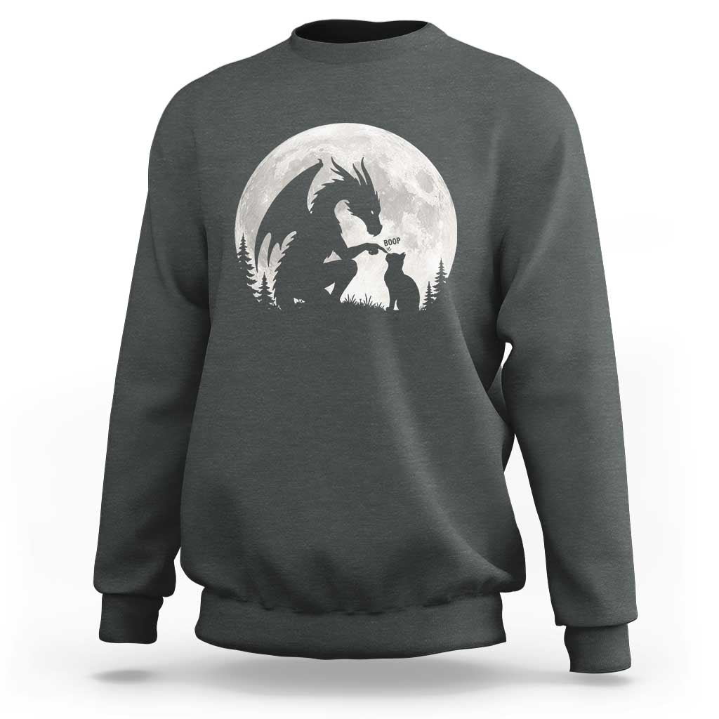 Dragon Boop Cat Full Moon Graphic Sweatshirt Cute Fantasy Animal RPG Gamers