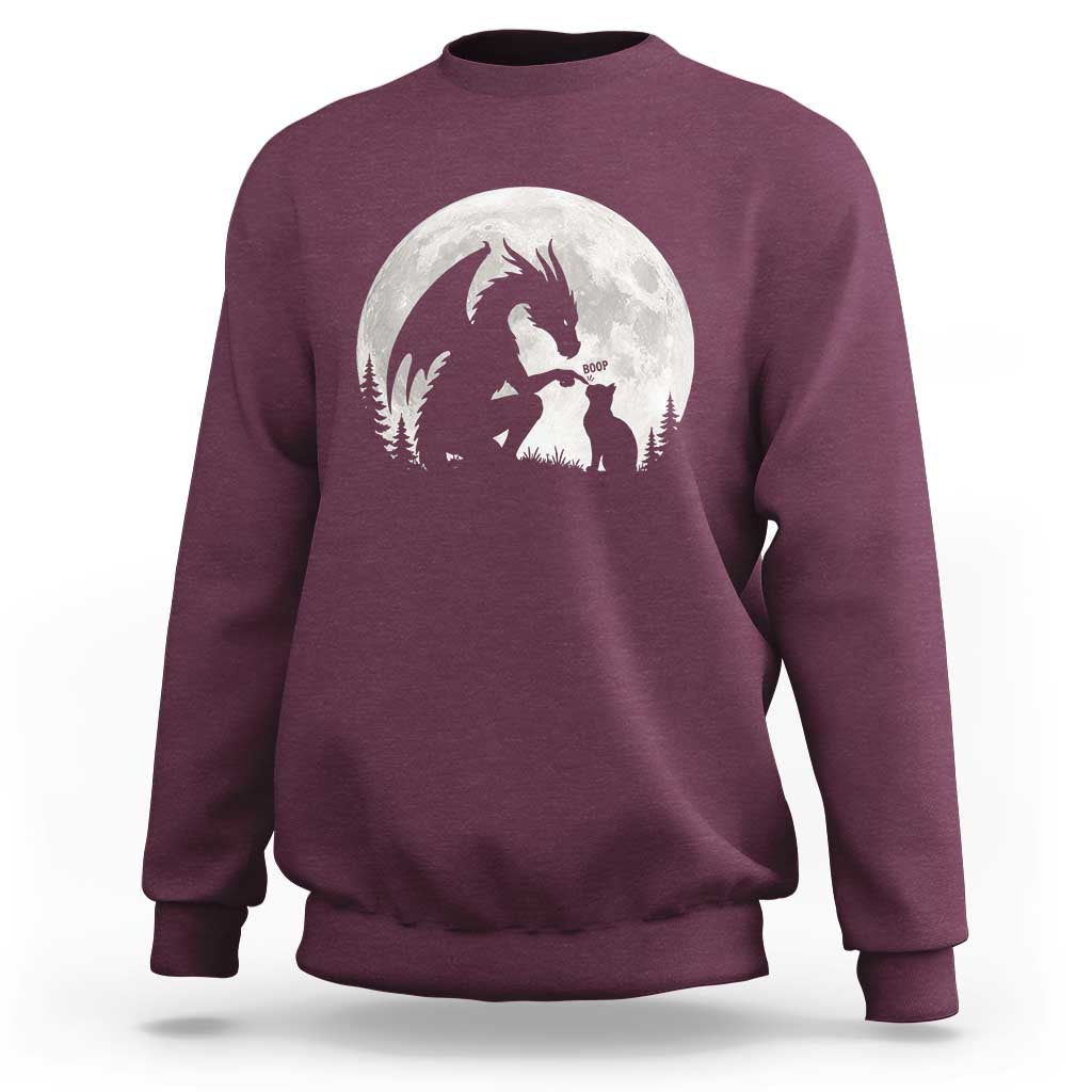 Dragon Boop Cat Full Moon Graphic Sweatshirt Cute Fantasy Animal RPG Gamers