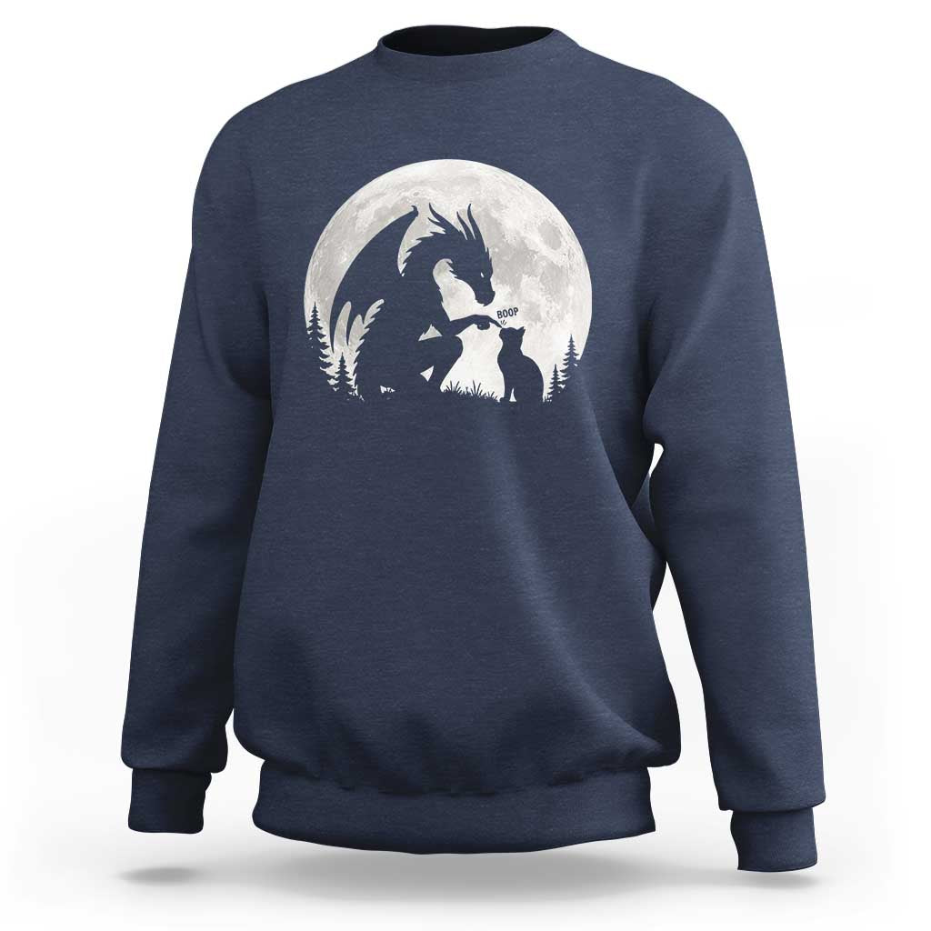 Dragon Boop Cat Full Moon Graphic Sweatshirt Cute Fantasy Animal RPG Gamers