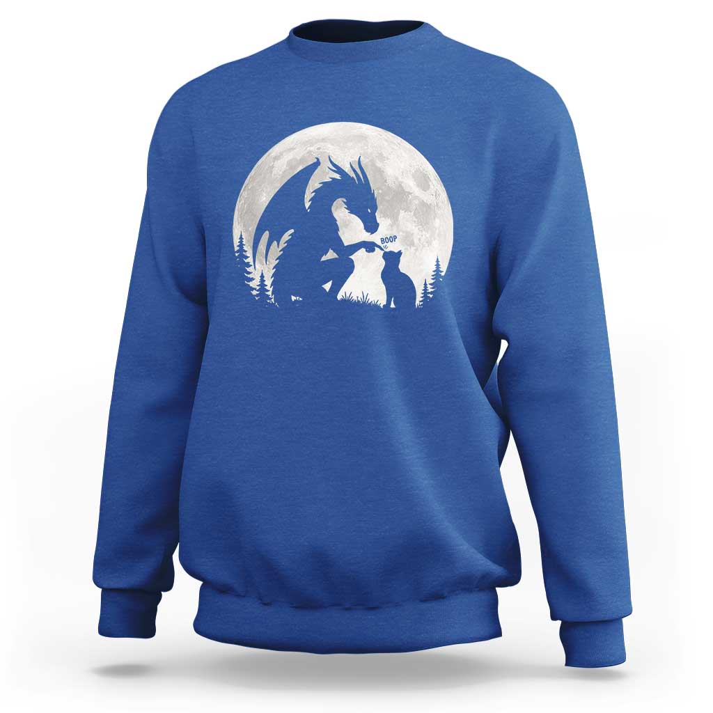Dragon Boop Cat Full Moon Graphic Sweatshirt Cute Fantasy Animal RPG Gamers