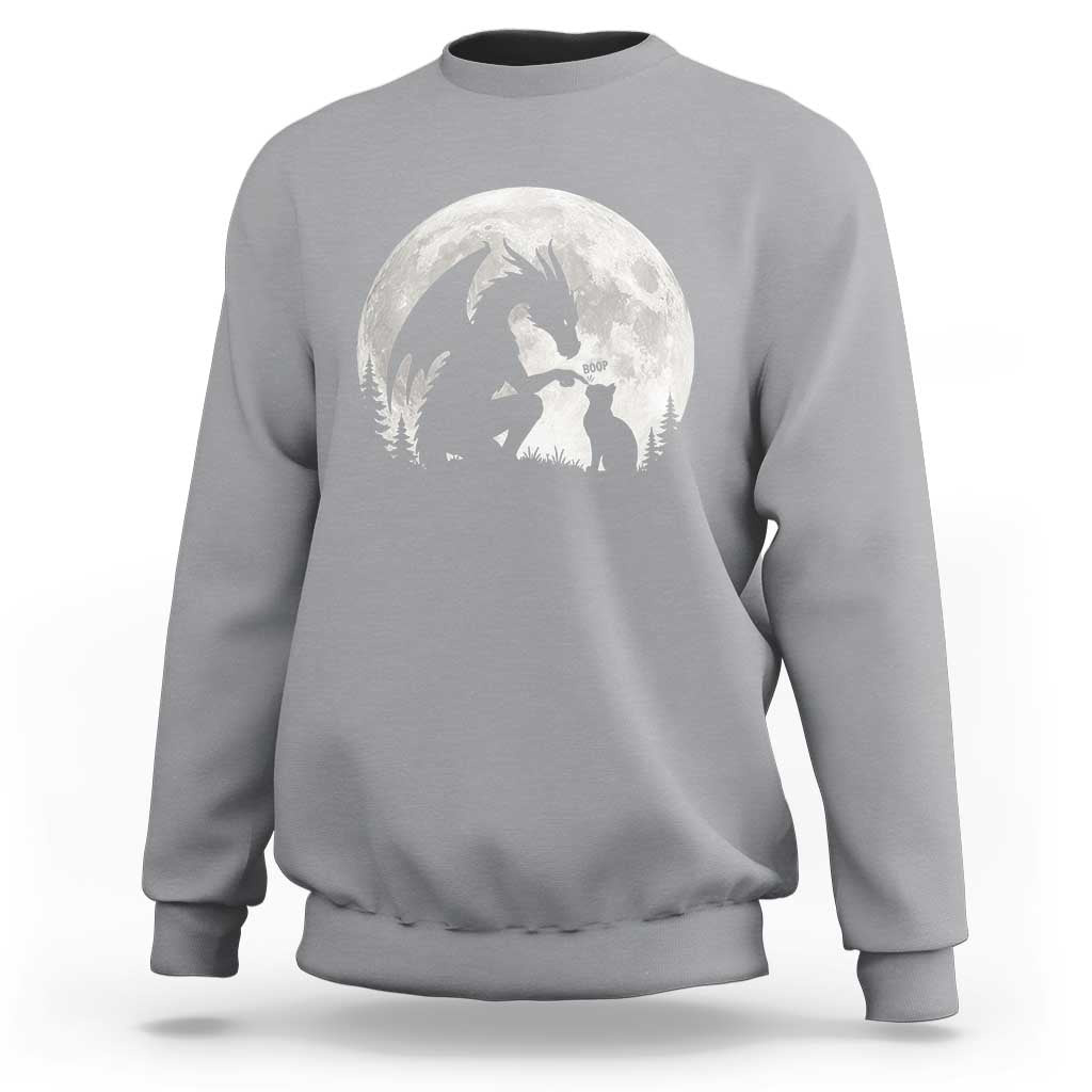 Dragon Boop Cat Full Moon Graphic Sweatshirt Cute Fantasy Animal RPG Gamers