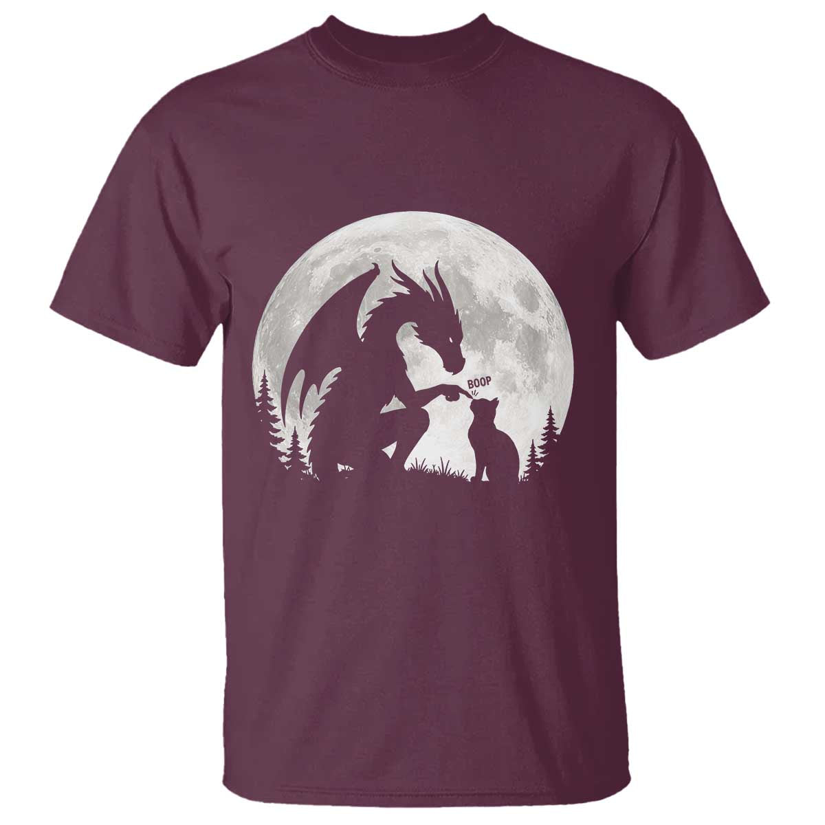 Dragon Boop Cat Full Moon Graphic T Shirt Cute Fantasy Animal RPG Gamers