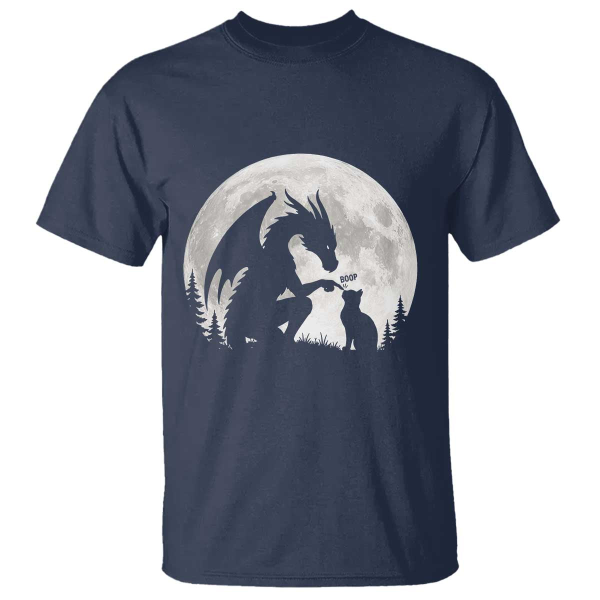 Dragon Boop Cat Full Moon Graphic T Shirt Cute Fantasy Animal RPG Gamers