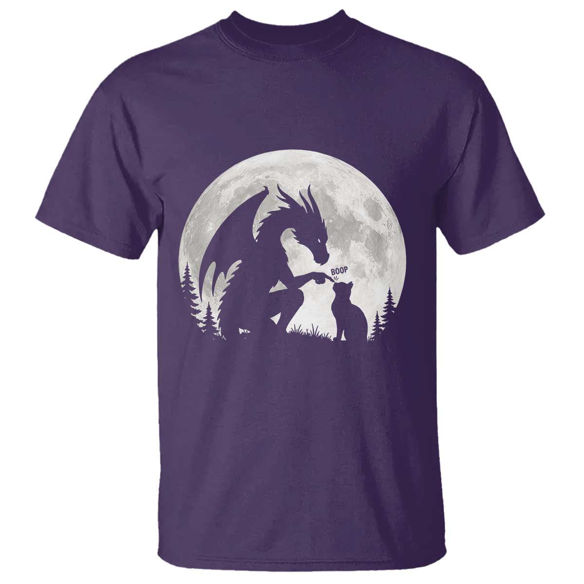 Dragon Boop Cat Full Moon Graphic T Shirt Cute Fantasy Animal RPG Gamers