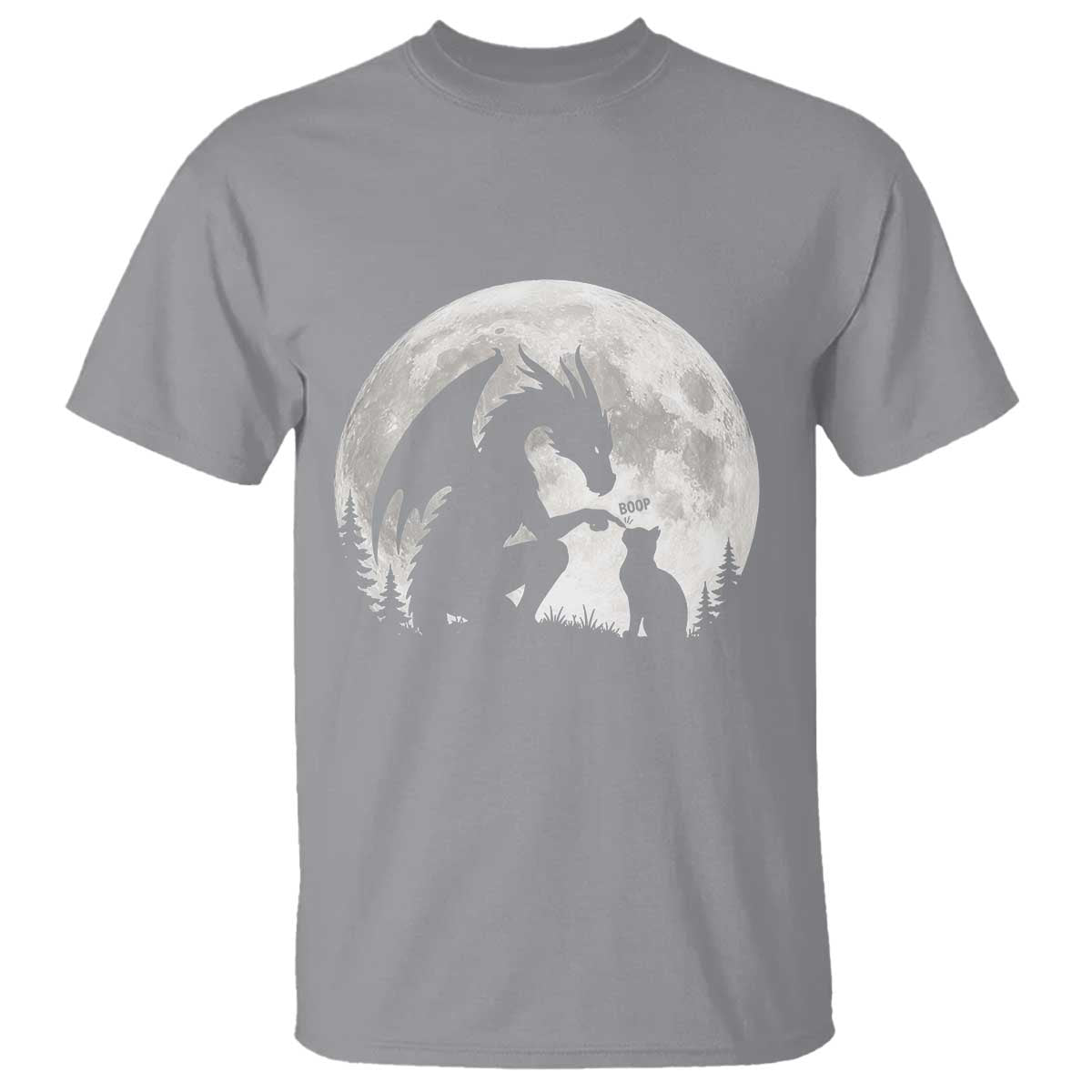 Dragon Boop Cat Full Moon Graphic T Shirt Cute Fantasy Animal RPG Gamers