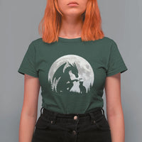 Dragon Boop Cat Full Moon Graphic T Shirt For Women Cute Fantasy Animal RPG Gamers