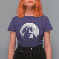 Dragon Boop Cat Full Moon Graphic T Shirt For Women Cute Fantasy Animal RPG Gamers