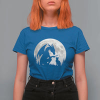 Dragon Boop Cat Full Moon Graphic T Shirt For Women Cute Fantasy Animal RPG Gamers