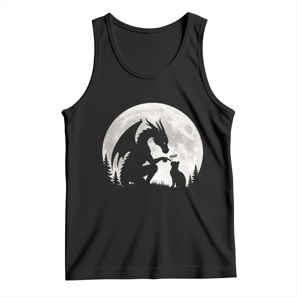 Dragon Boop Cat Full Moon Graphic Tank Top Cute Fantasy Animal RPG Gamers