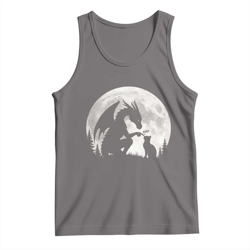 Dragon Boop Cat Full Moon Graphic Tank Top Cute Fantasy Animal RPG Gamers