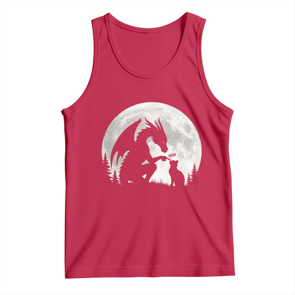 Dragon Boop Cat Full Moon Graphic Tank Top Cute Fantasy Animal RPG Gamers