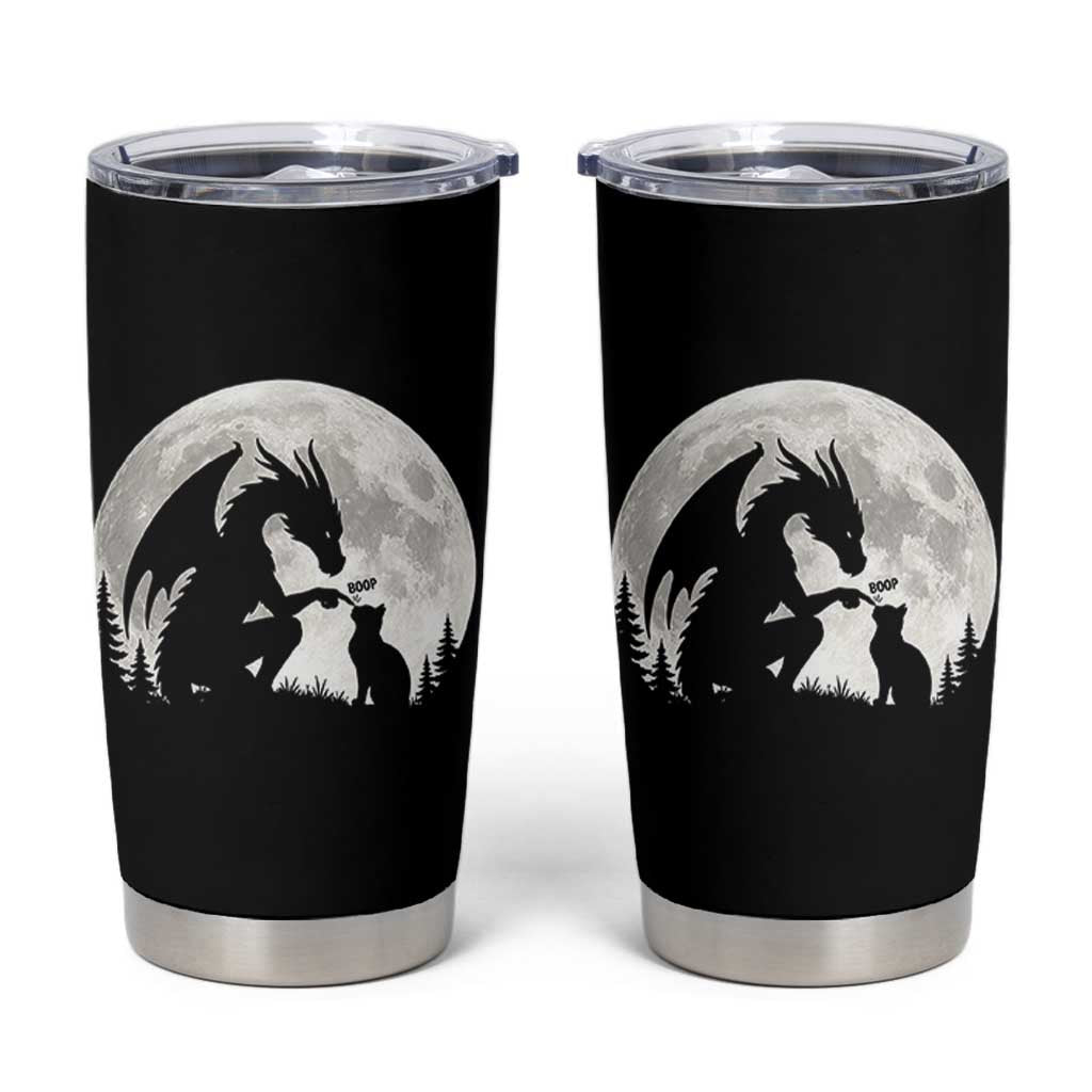 Dragon Boop Cat Full Moon Graphic Tumbler Cup Cute Fantasy Animal RPG Gamers
