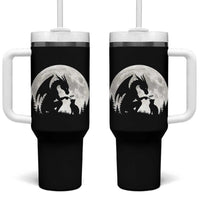 Dragon Boop Cat Full Moon Graphic Tumbler With Handle Cute Fantasy Animal RPG Gamers