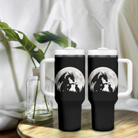Dragon Boop Cat Full Moon Graphic Tumbler With Handle Cute Fantasy Animal RPG Gamers