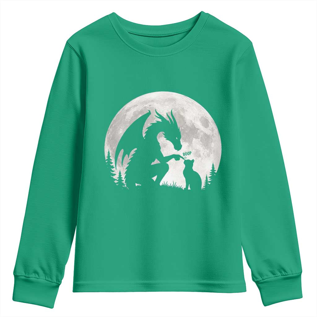 Dragon Boop Cat Full Moon Graphic Youth Sweatshirt Cute Fantasy Animal RPG Gamers