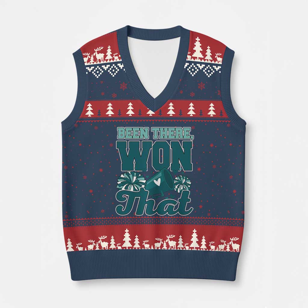 Been There Won That Cheer Spirit V-Neck Knit Sweater Vest Game Day Champions Sport Fans - Wonder Print Shop