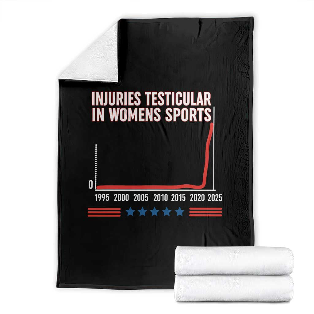 Testicular Injuries in Womens Sports Satirical Graphic Throw Blanket Dark Humor with Controversial Commentary - Wonder Print Shop
