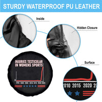 Testicular Injuries in Womens Sports Satirical Graphic Spare Tire Cover Dark Humor with Controversial Commentary - Wonder Print Shop