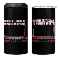 Testicular Injuries in Womens Sports Satirical Graphic 4 in 1 Can Cooler Tumbler Dark Humor with Controversial Commentary - Wonder Print Shop