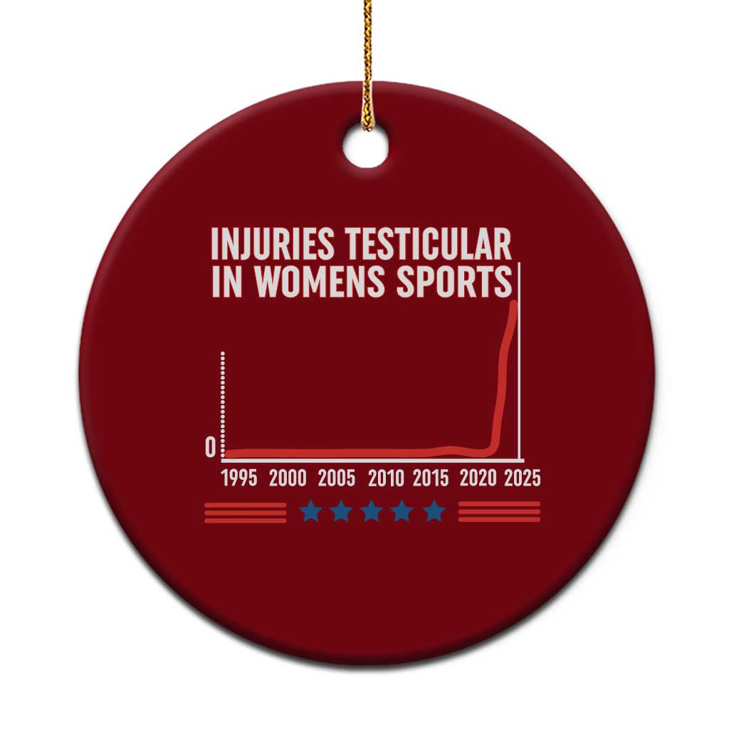 Testicular Injuries in Womens Sports Satirical Graphic Ceramic Ornament Dark Humor with Controversial Commentary - Wonder Print Shop