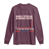 Testicular Injuries in Womens Sports Satirical Graphic Long Sleeve Shirt Dark Humor with Controversial Commentary - Wonder Print Shop