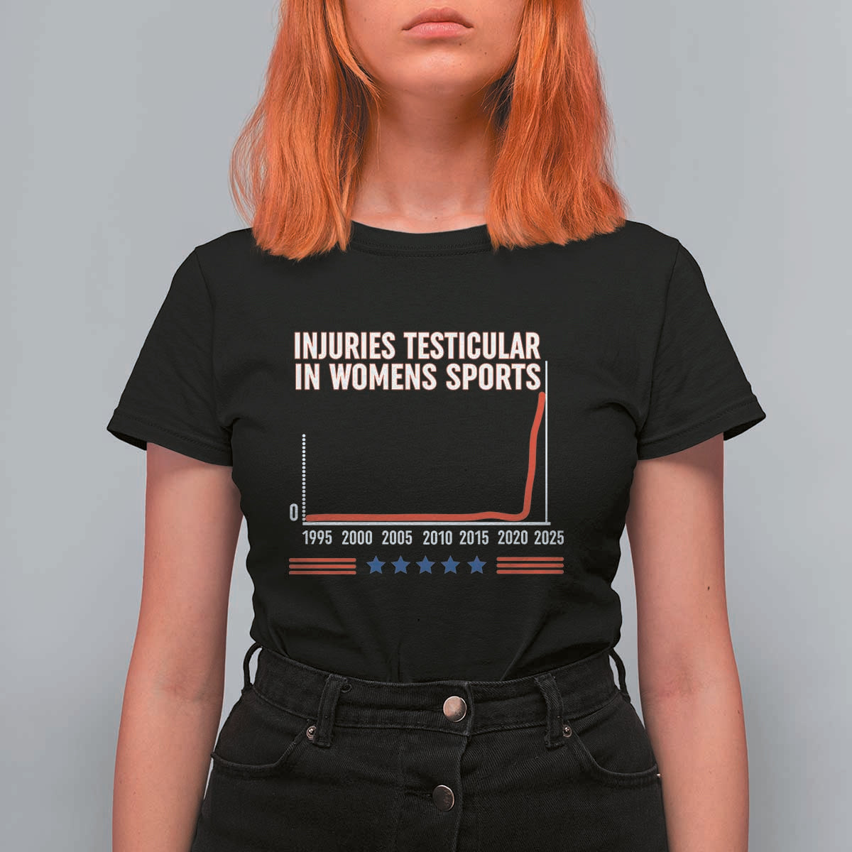 Testicular Injuries in Womens Sports Satirical Graphic T Shirt For Women Dark Humor with Controversial Commentary - Wonder Print Shop