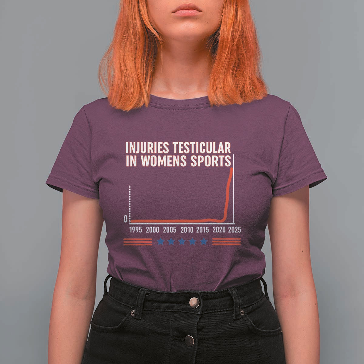 Testicular Injuries in Womens Sports Satirical Graphic T Shirt For Women Dark Humor with Controversial Commentary - Wonder Print Shop