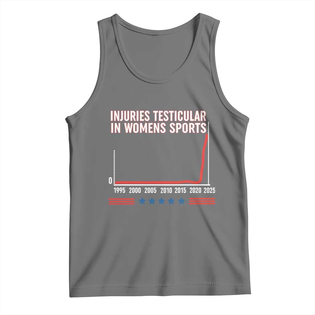 Testicular Injuries in Womens Sports Satirical Graphic Tank Top Dark Humor with Controversial Commentary - Wonder Print Shop