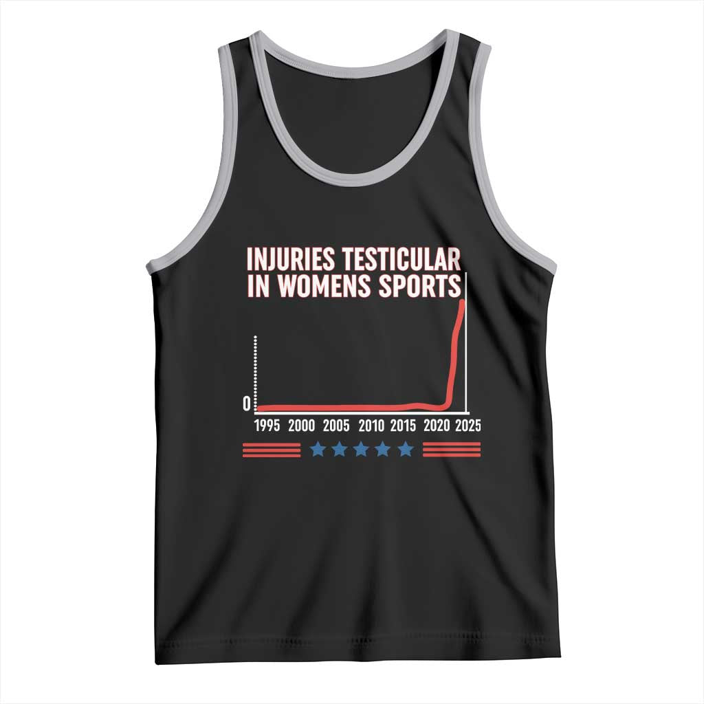 Testicular Injuries in Womens Sports Satirical Graphic Tank Top Dark Humor with Controversial Commentary - Wonder Print Shop