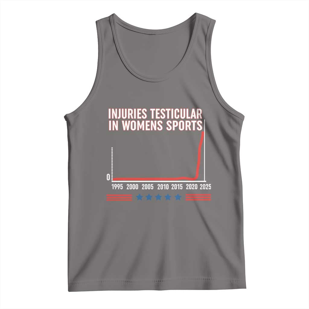 Testicular Injuries in Womens Sports Satirical Graphic Tank Top Dark Humor with Controversial Commentary - Wonder Print Shop