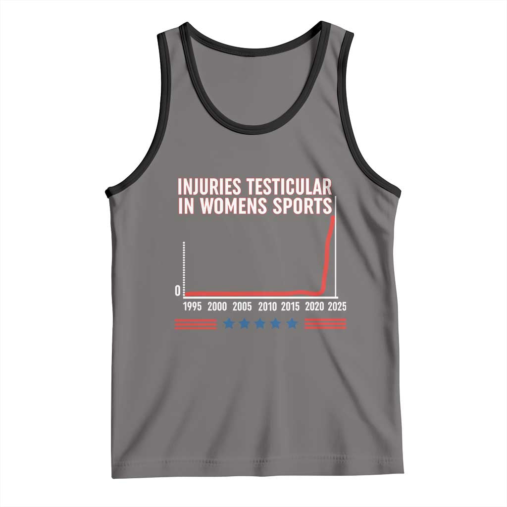 Testicular Injuries in Womens Sports Satirical Graphic Tank Top Dark Humor with Controversial Commentary - Wonder Print Shop