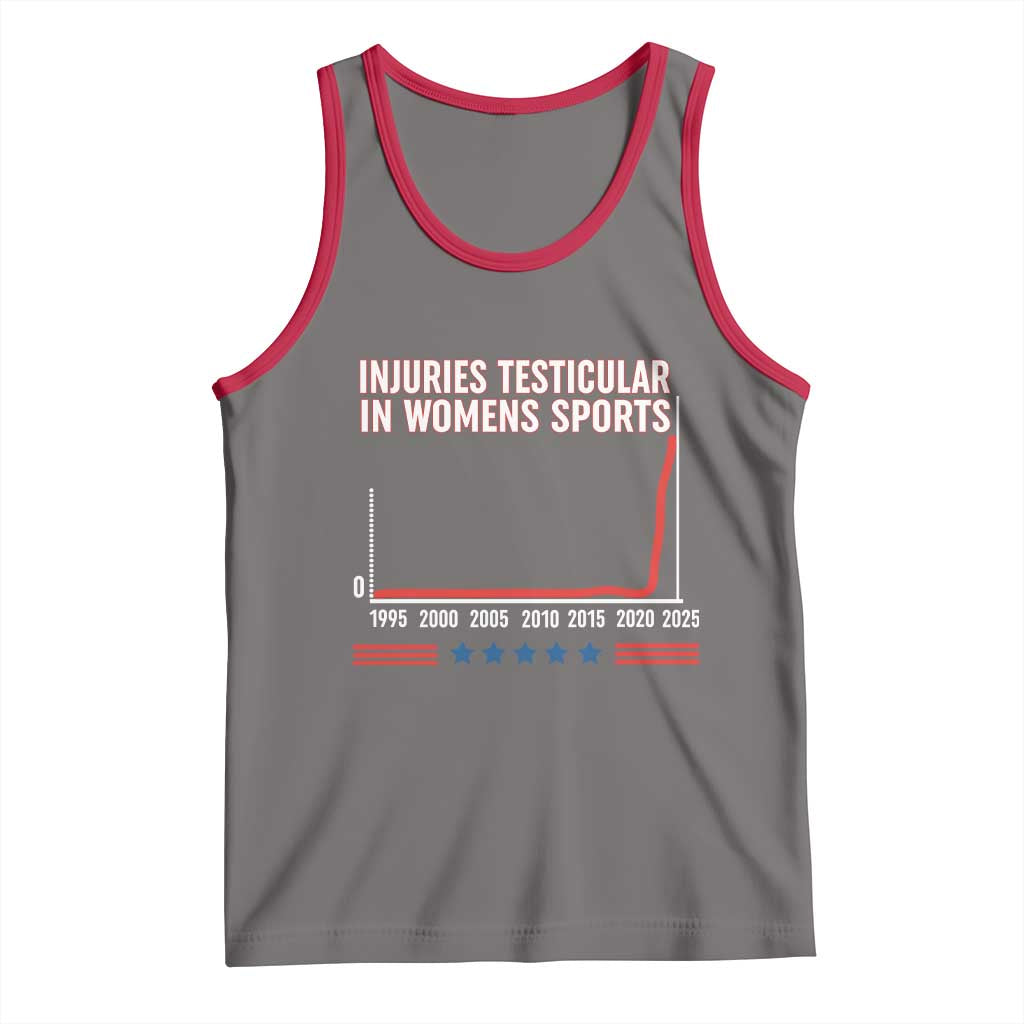 Testicular Injuries in Womens Sports Satirical Graphic Tank Top Dark Humor with Controversial Commentary - Wonder Print Shop