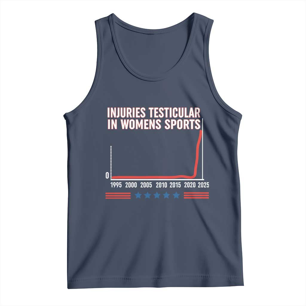 Testicular Injuries in Womens Sports Satirical Graphic Tank Top Dark Humor with Controversial Commentary - Wonder Print Shop