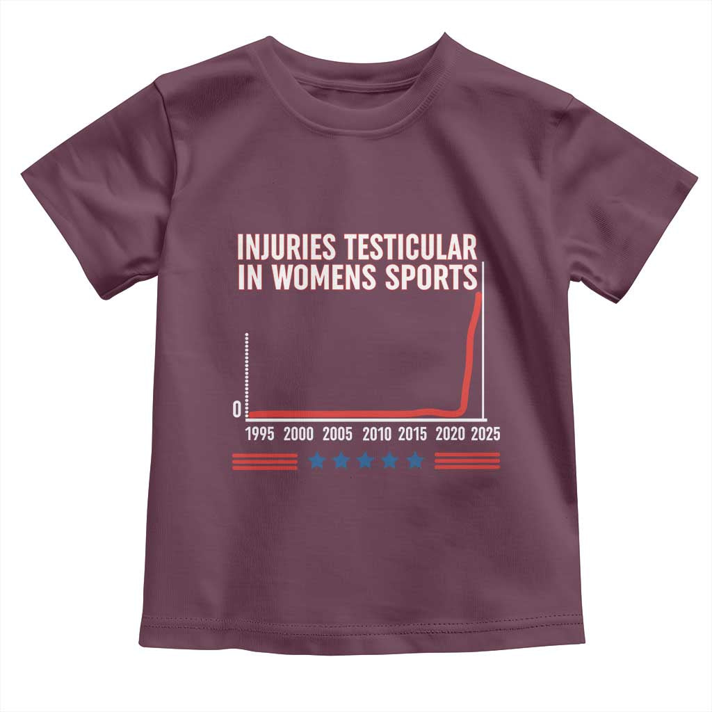 Testicular Injuries in Womens Sports Satirical Graphic Toddler T Shirt Dark Humor with Controversial Commentary - Wonder Print Shop