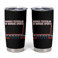 Testicular Injuries in Womens Sports Satirical Graphic Tumbler Cup Dark Humor with Controversial Commentary - Wonder Print Shop