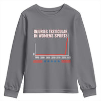 Testicular Injuries in Womens Sports Satirical Graphic Youth Sweatshirt Dark Humor with Controversial Commentary - Wonder Print Shop