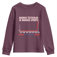 Testicular Injuries in Womens Sports Satirical Graphic Youth Sweatshirt Dark Humor with Controversial Commentary - Wonder Print Shop