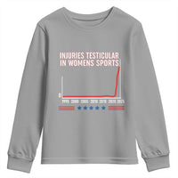 Testicular Injuries in Womens Sports Satirical Graphic Youth Sweatshirt Dark Humor with Controversial Commentary - Wonder Print Shop